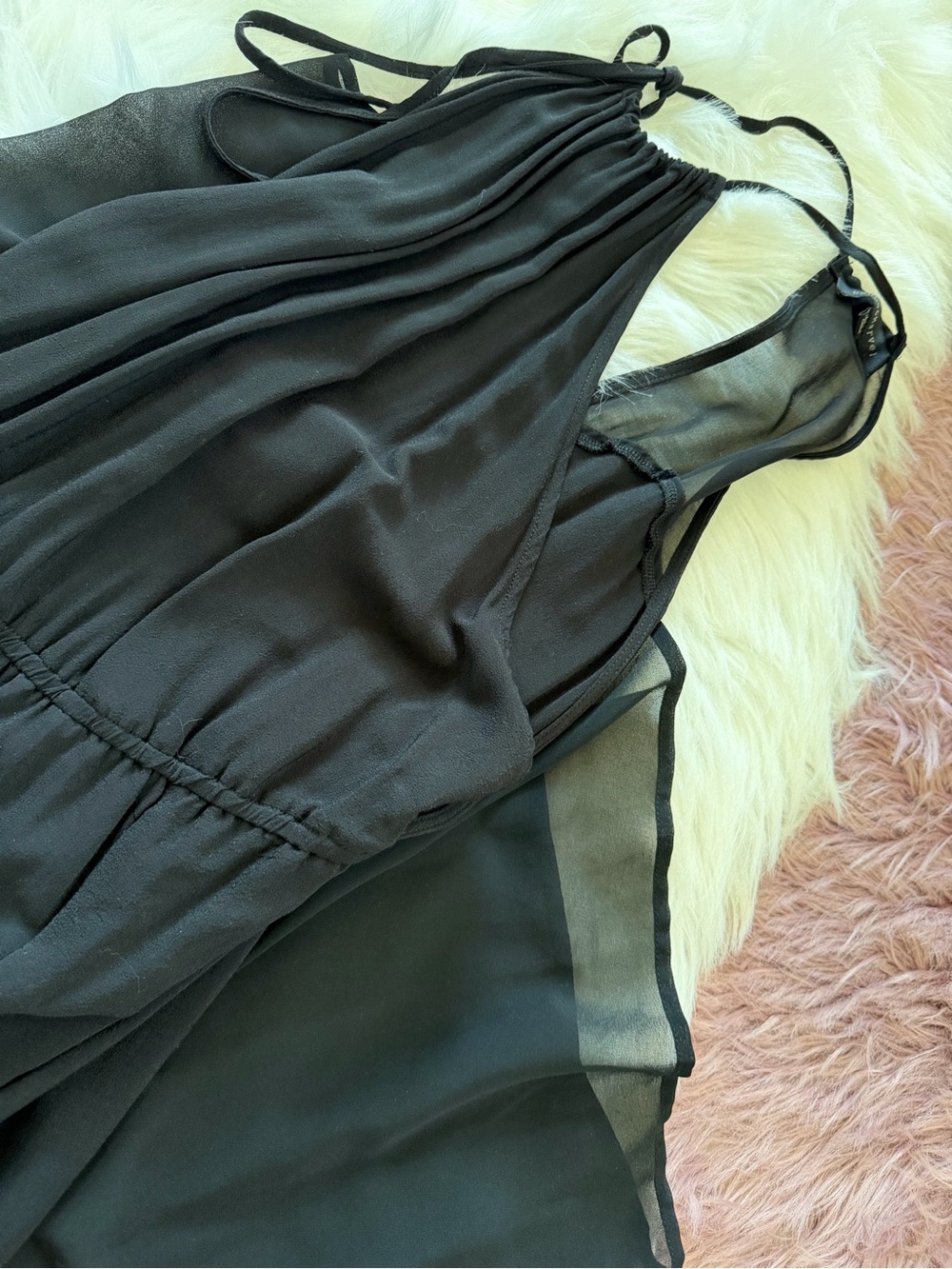Black Flowy Sheer Halter Dress
